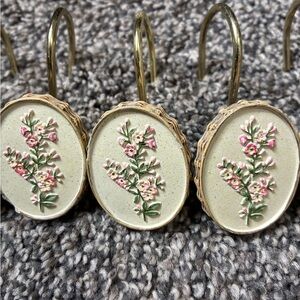 3/$15 Floral Embellished Gold curtain hooks
